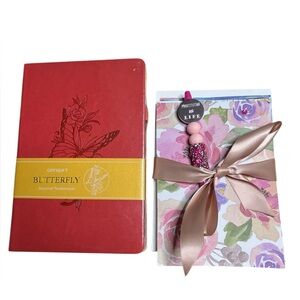 OFFIGIFT Butterfly Journal + Handmade Card Set & Poshtituting is life Pen
